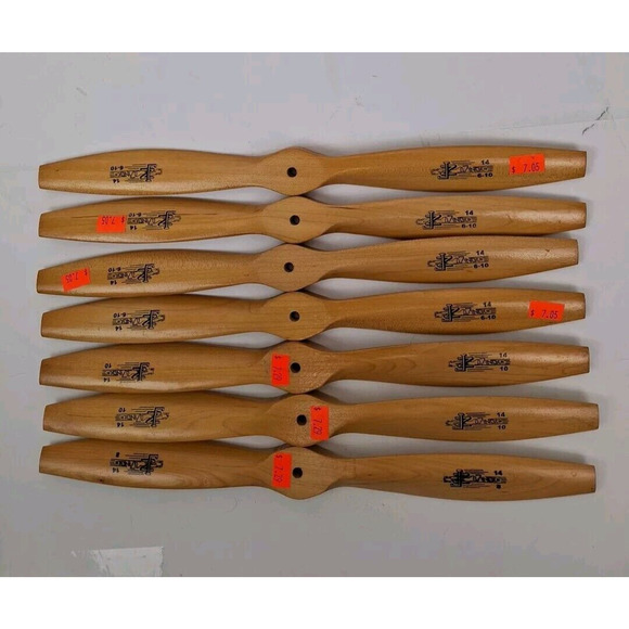 JZ Zinger Lot of 7 Wood Airplane Propellers 14 x 6-10(4) & 14 x 10(2) & 14 x 8